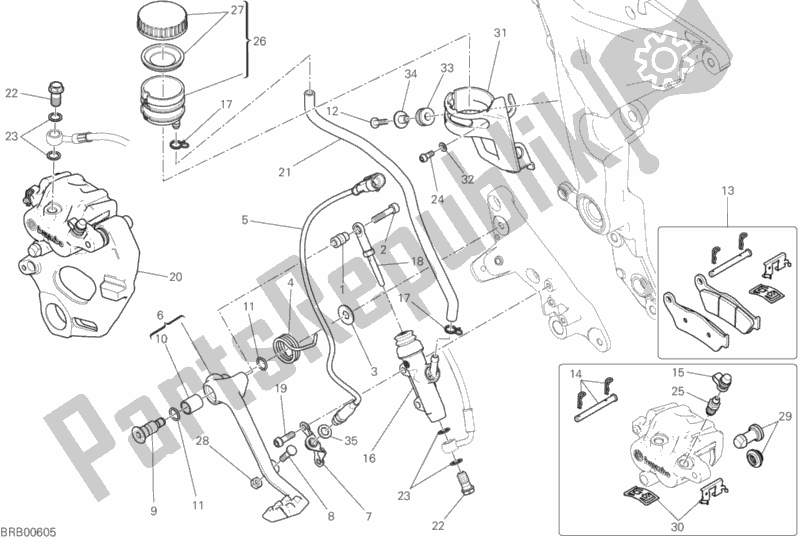 Alle onderdelen voor de Remsysteem Achter van de Ducati Multistrada 950 S SW USA 2019